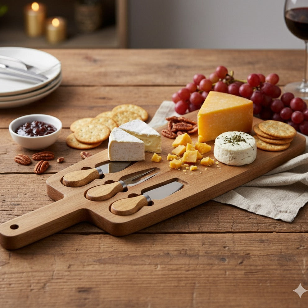 Cheese Board with Cheese Knife