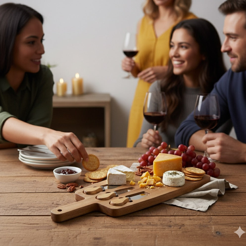 Cheese Board with Cheese Knife