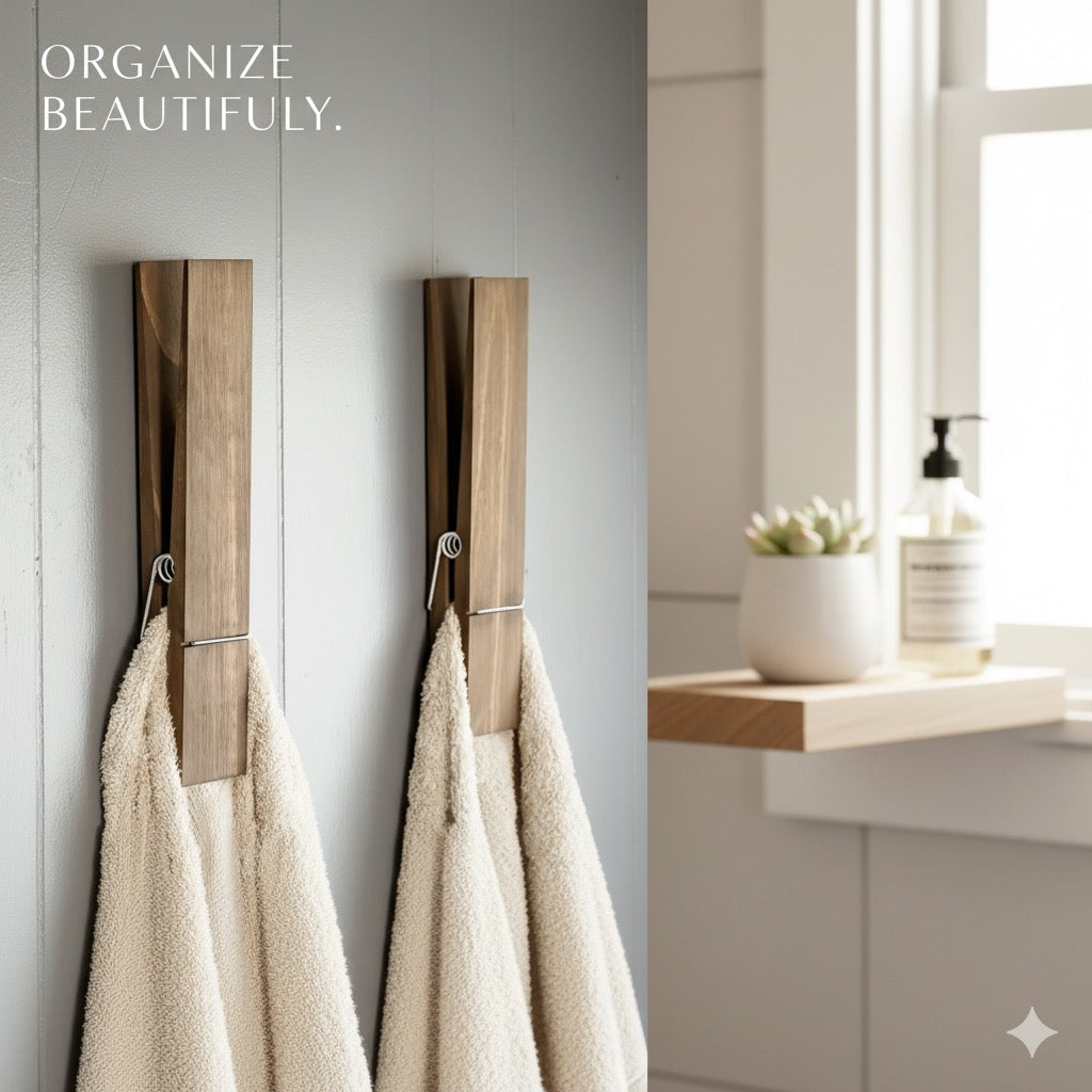 Pin It Wooden Towel Holder