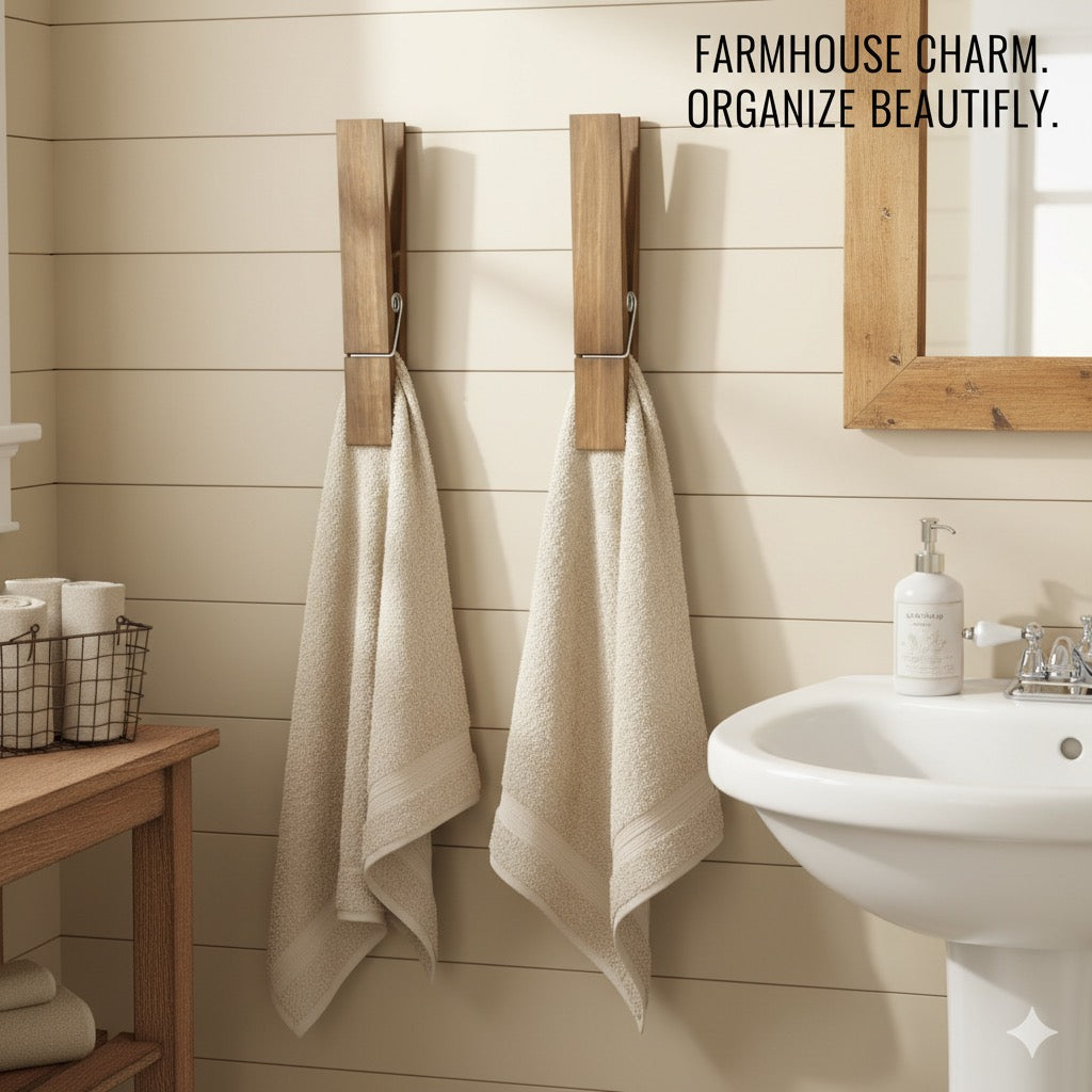 Pin It Wooden Towel Holder