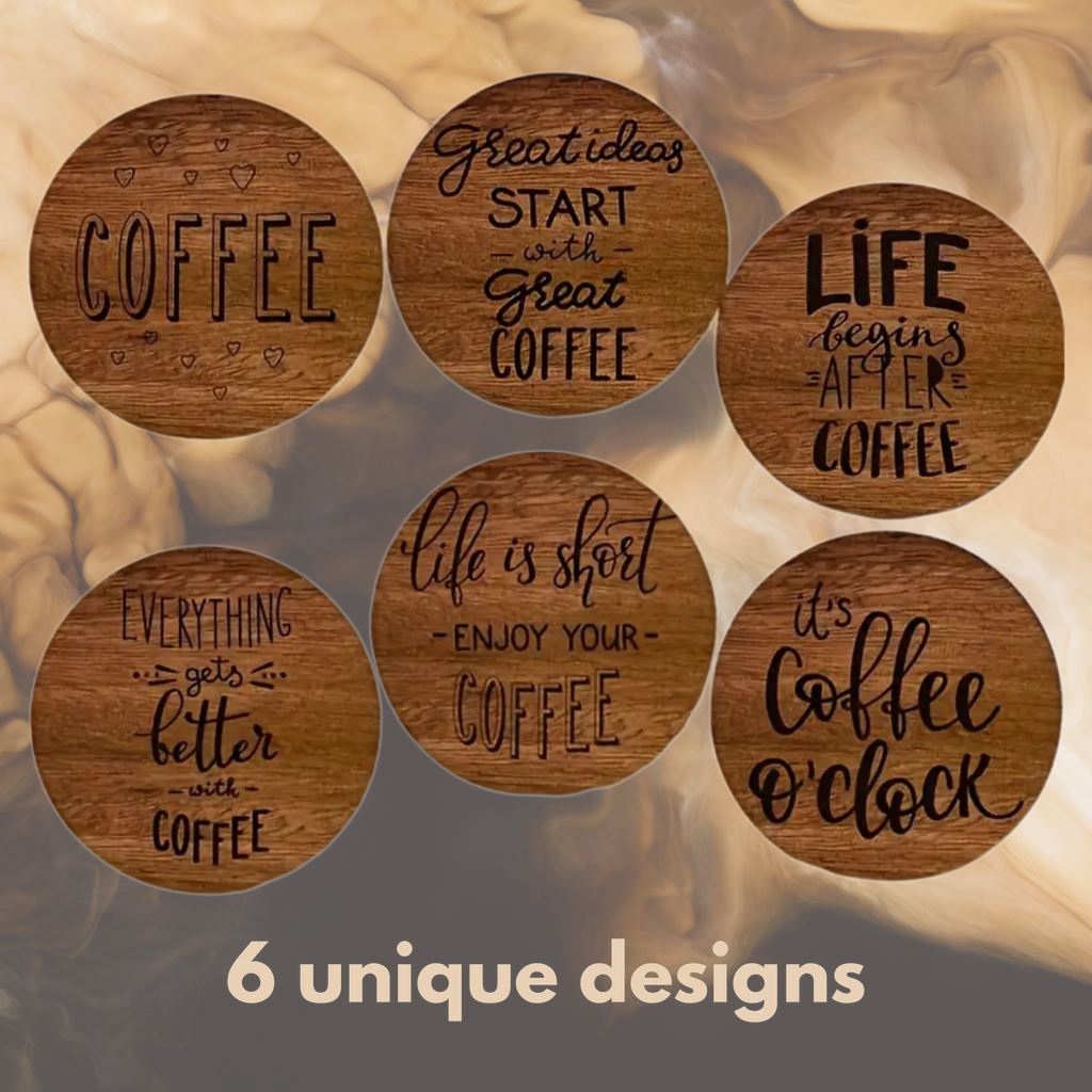 Coffee Lover Wooden Mug Coasters
