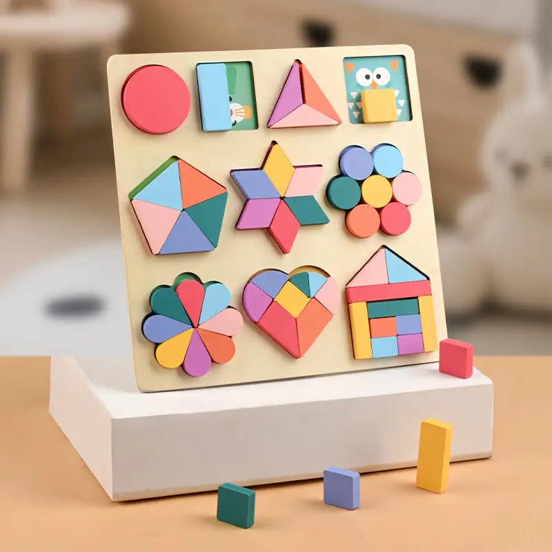 Wooden Geometric Shape Matching Board