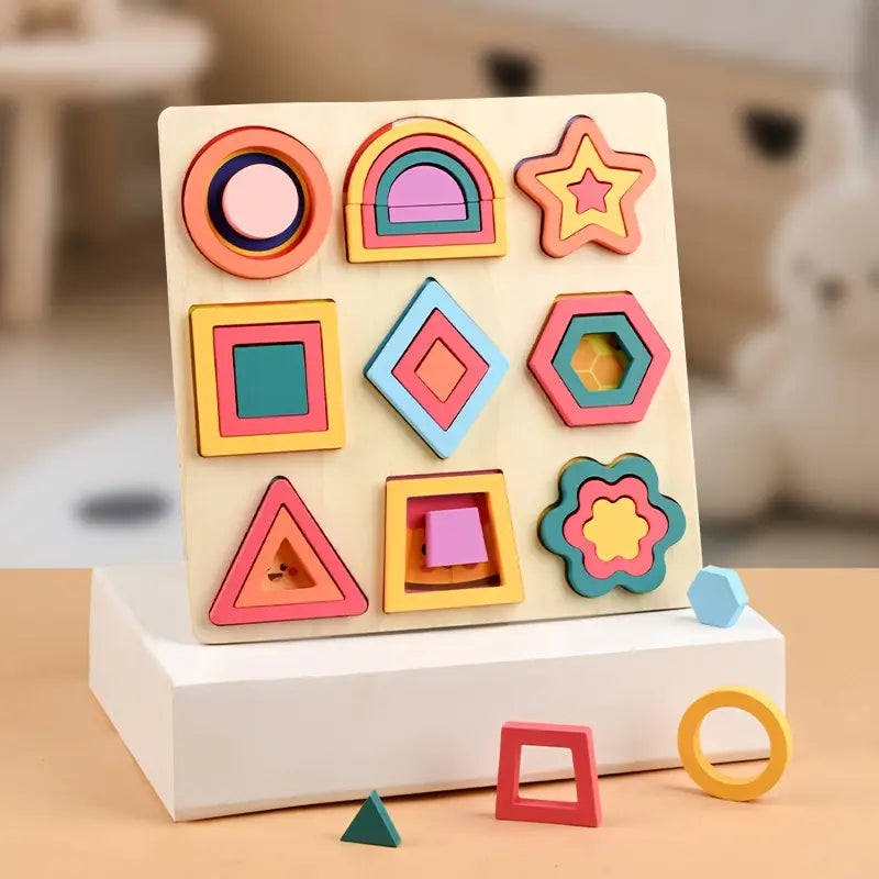 Wooden Geometric Shape Matching Board