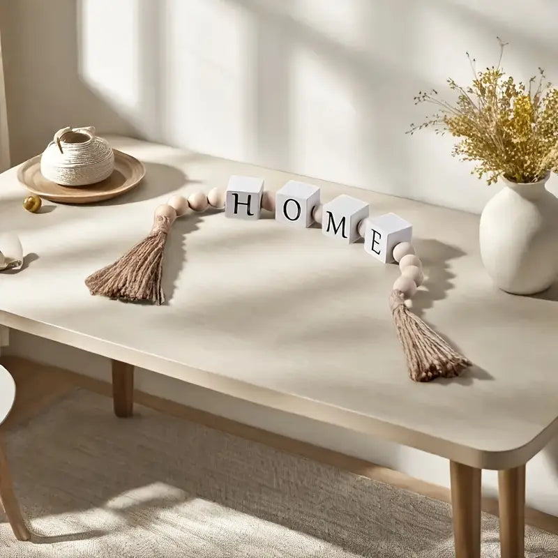 Rustic Wooden Letter Garland with Tassels