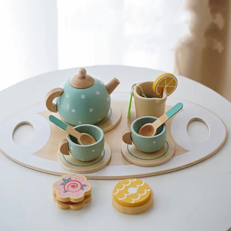 Interactive Wooden Pretend Tea Set for Little Ladies