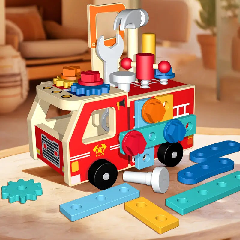 Boys Wooden Tool Car Toy Set
