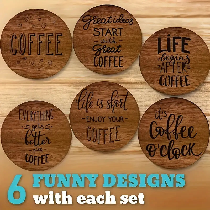6-Piece Set Wooden Coffee Mug Coasters