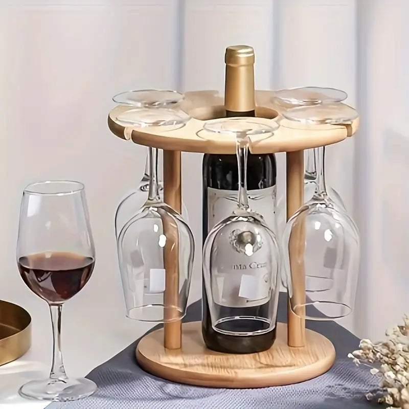 Wood creative upside-down wine glass rack